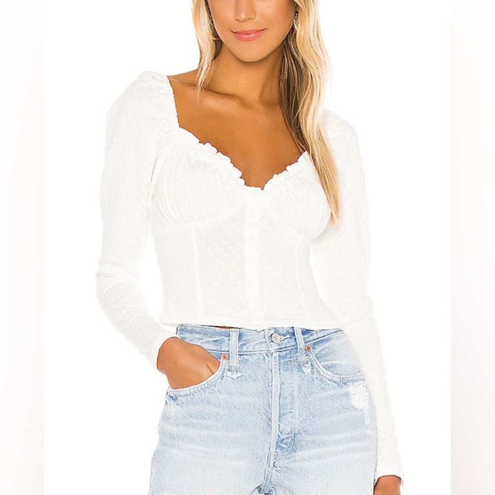 Free People Ladybug Long Sleeve Milkmaid Blouse, Size S